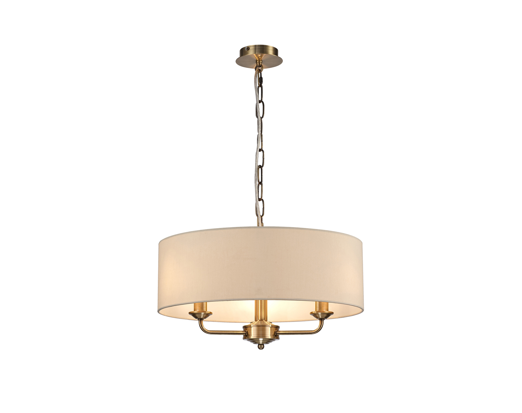 Banyan 45cm 3 Light Pendant Antique Brass, Ivory Pearl